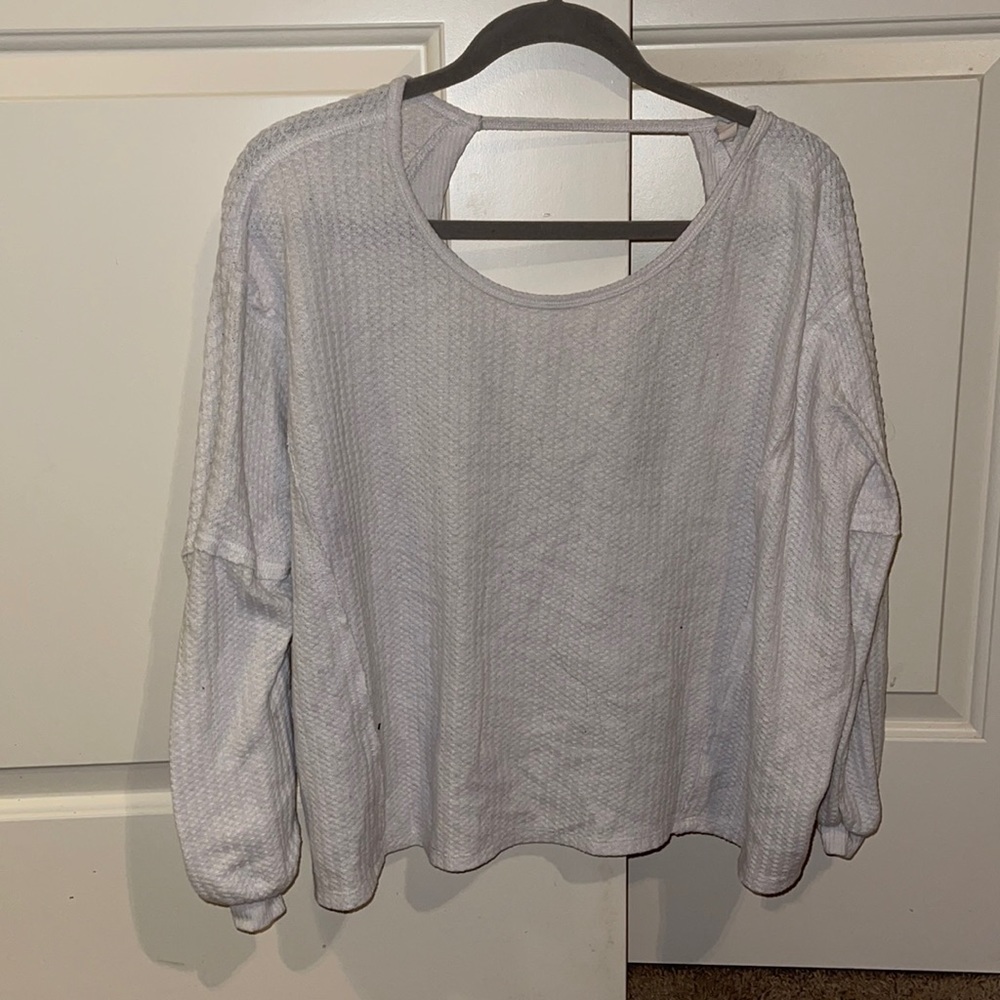 Balloon sleeve open back sweater